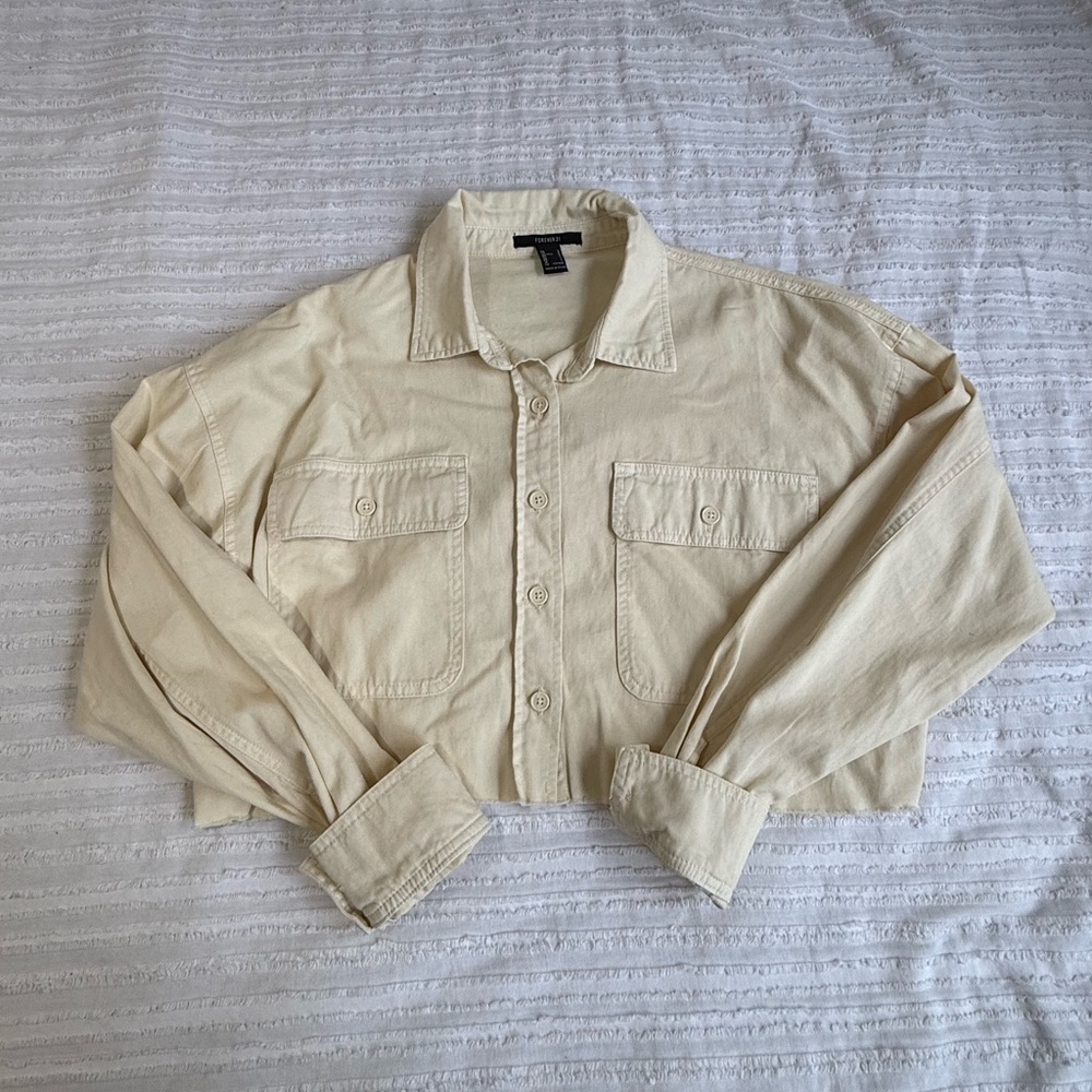 Forever 21 cropped button down shirt